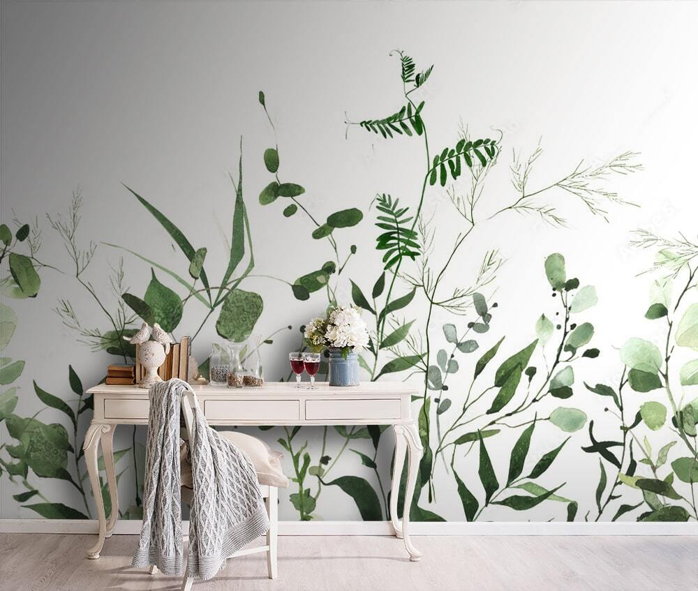 Lush greenery on a white background