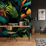 Fototapeta Barevné listy na černém pozadí