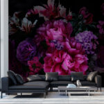 Fototapeta Skupina květin na černém pozadí