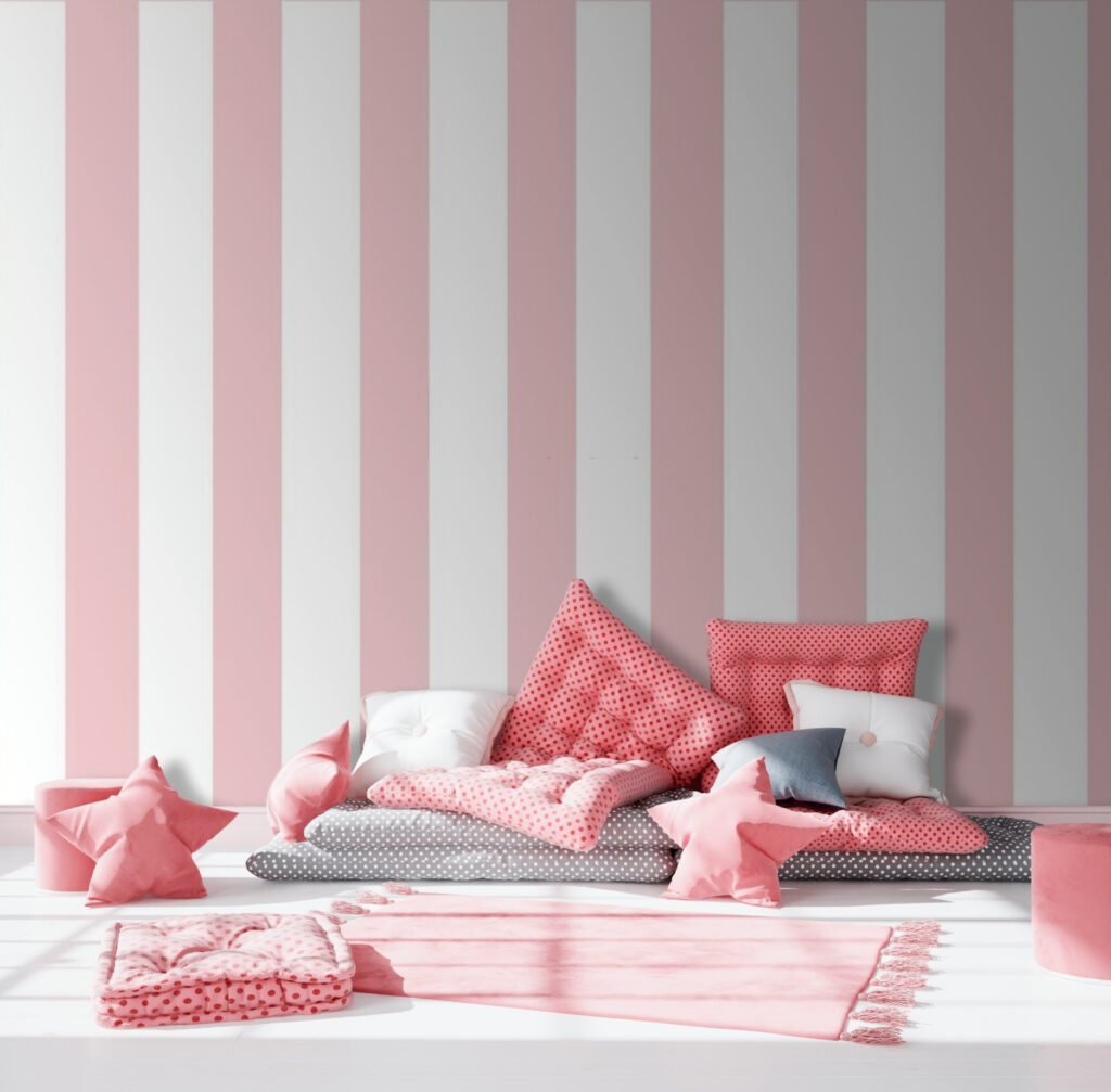Pink and white striped wallpaper Pink and white striped wallpaper