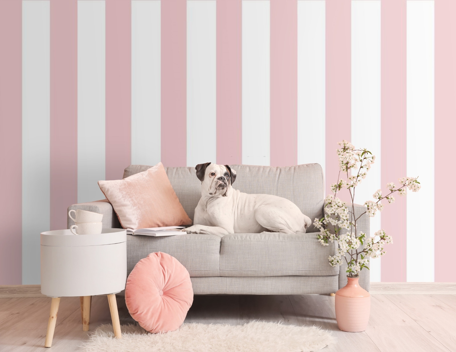 Pink and white striped wallpaper Pink and white striped wallpaper