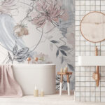 Fototapeta Květinový vzor s černými a bílými květy