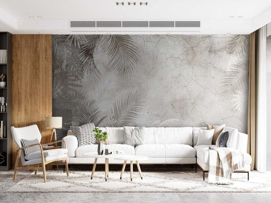 Wall with palm leaves