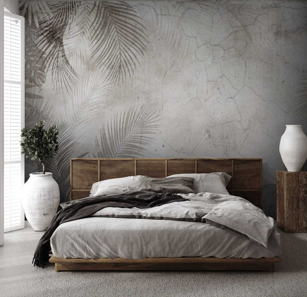 Wall with palm leaves