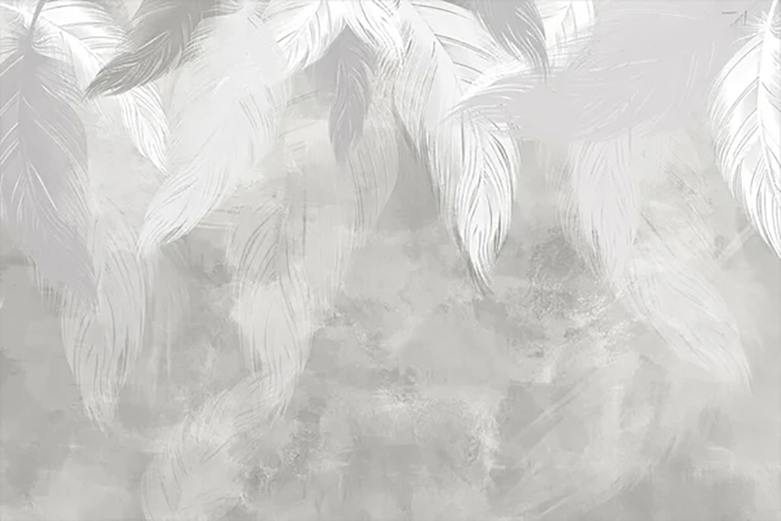 White feather on a grey surface White feather on a grey surface