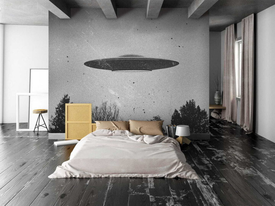 Ufo letící nad stromy
