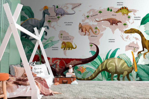 Mapa dinosaurů s rostlinami a názvy Mapa dinosaurů s rostlinami a názvy