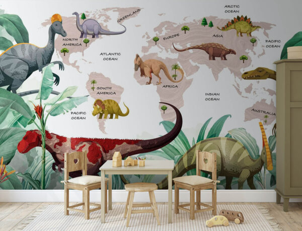 Mapa dinosaurů s rostlinami a názvy Mapa dinosaurů s rostlinami a názvy
