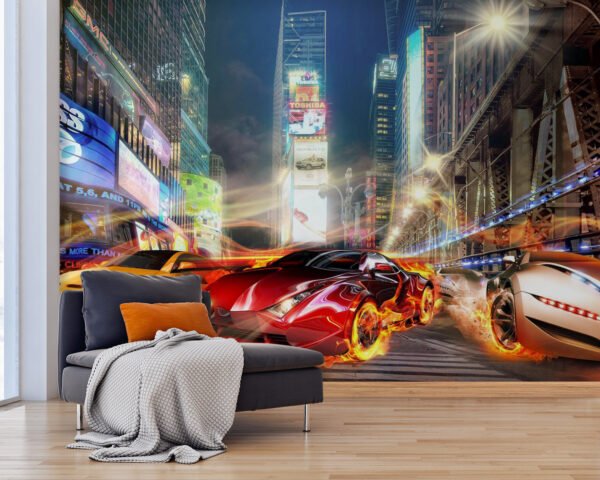 Hořící auto ve městě Hořící auto ve městě