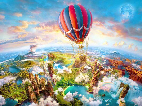 Horkovzdušný balón nad krajinou Horkovzdušný balón nad krajinou