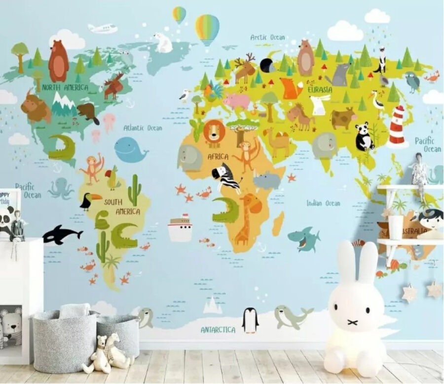 Mapa světa se zvířaty Mapa světa se zvířaty