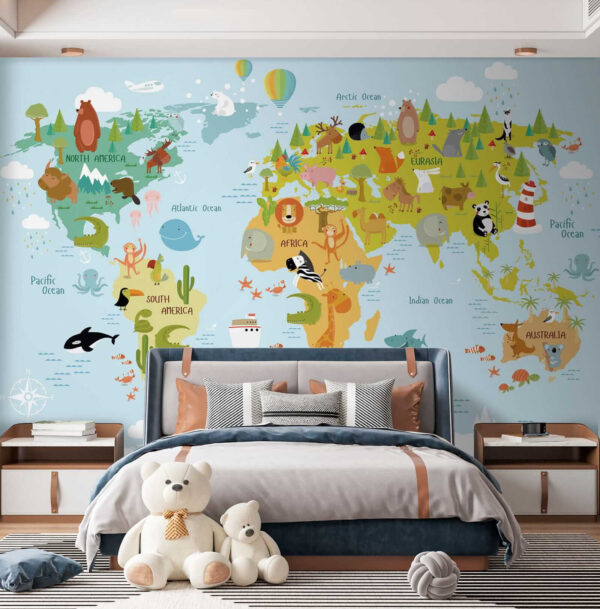 Mapa světa se zvířaty Mapa světa se zvířaty
