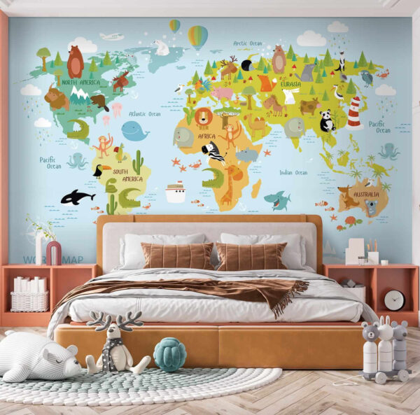 Mapa světa se zvířaty Mapa světa se zvířaty