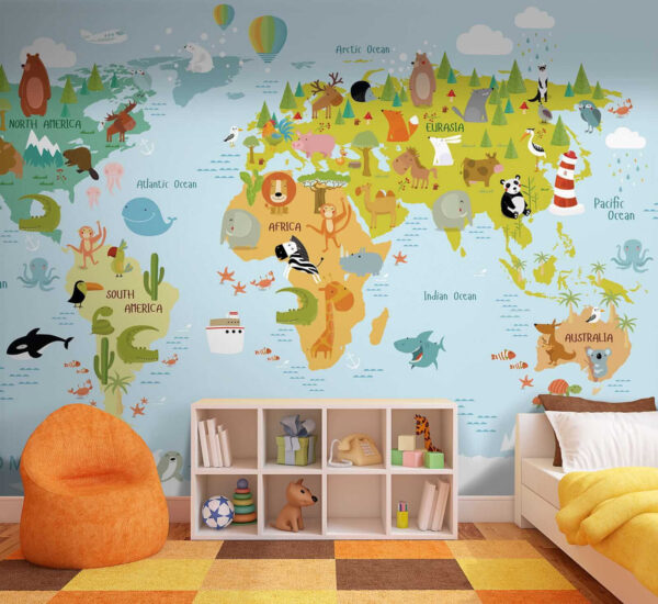 Mapa světa se zvířaty Mapa světa se zvířaty