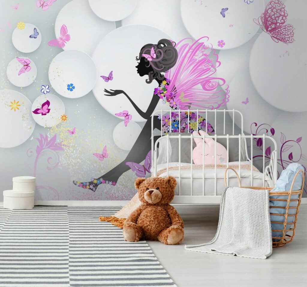 Woman in a dress with butterflies Woman in a dress with butterflies