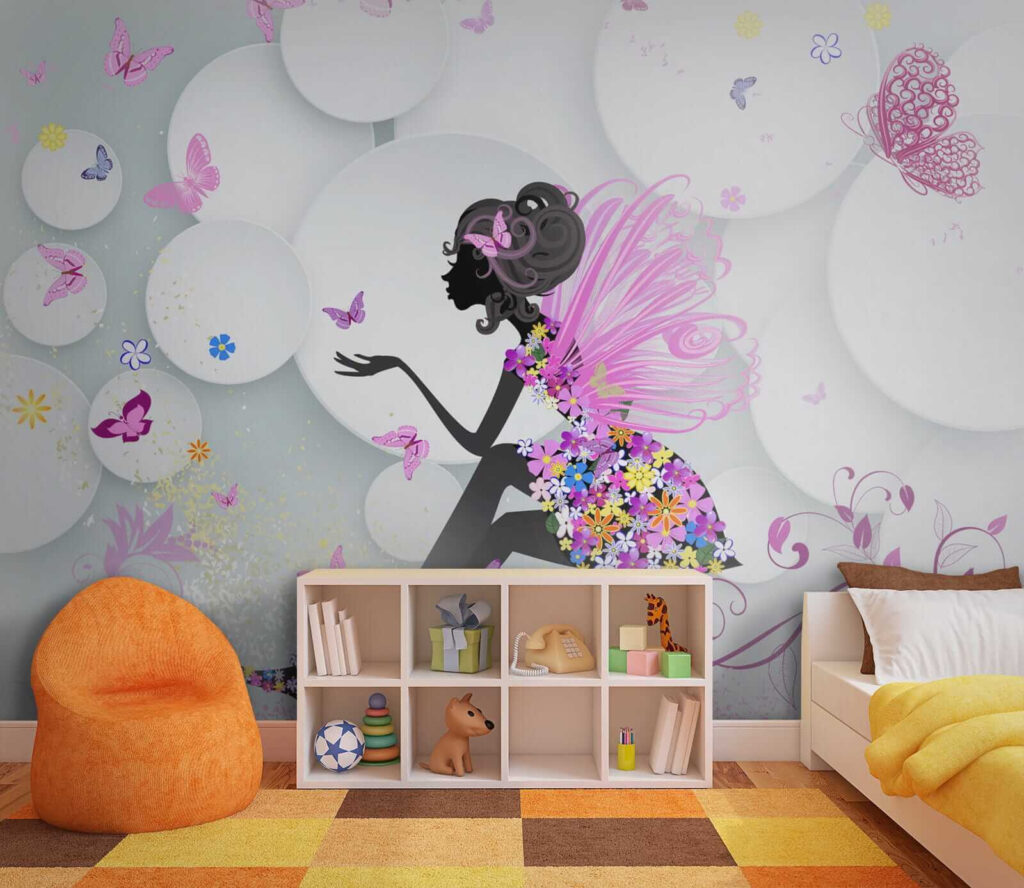 Woman in a dress with butterflies Woman in a dress with butterflies