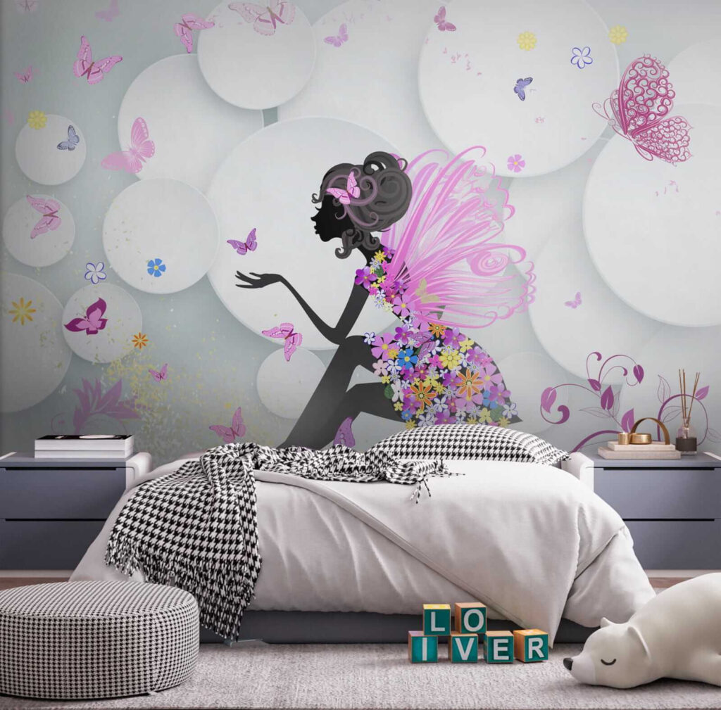 Woman in a dress with butterflies Woman in a dress with butterflies