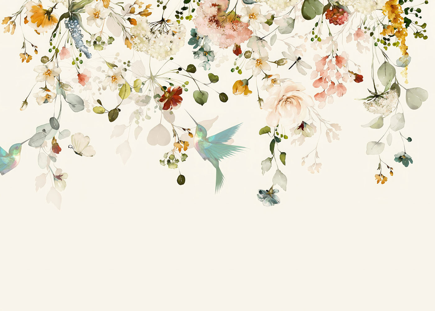 Bird flying in a garden