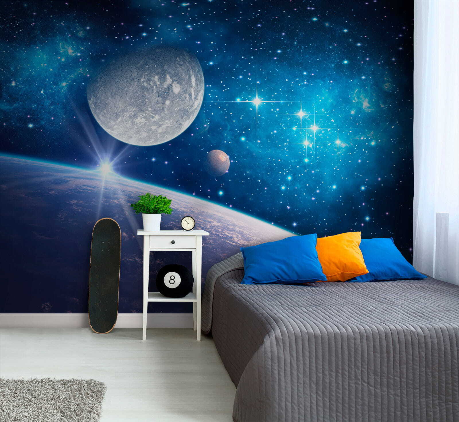 Planet and moon in space Planet and moon in space