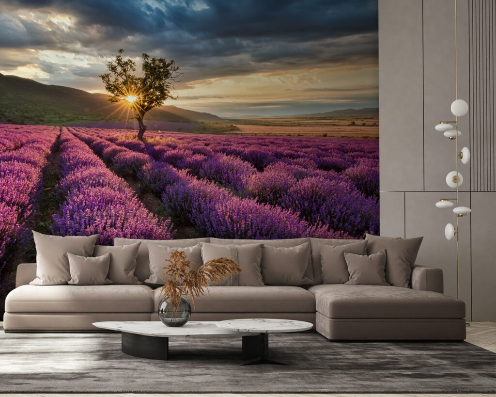 Tree in a field of lavender