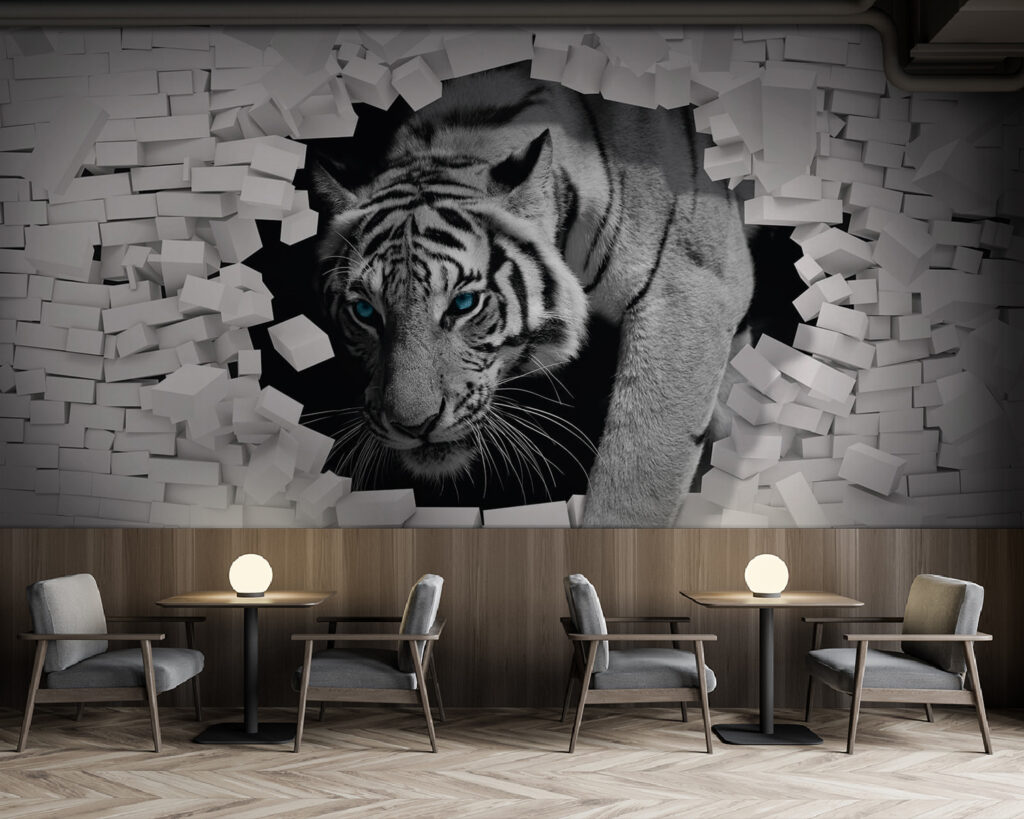 Tiger coming out of a wall Tiger coming out of a wall