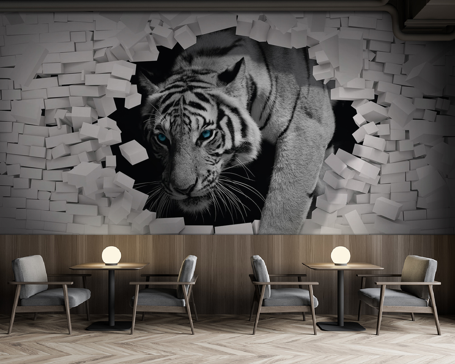 Tiger coming out of a wall Tiger coming out of a wall