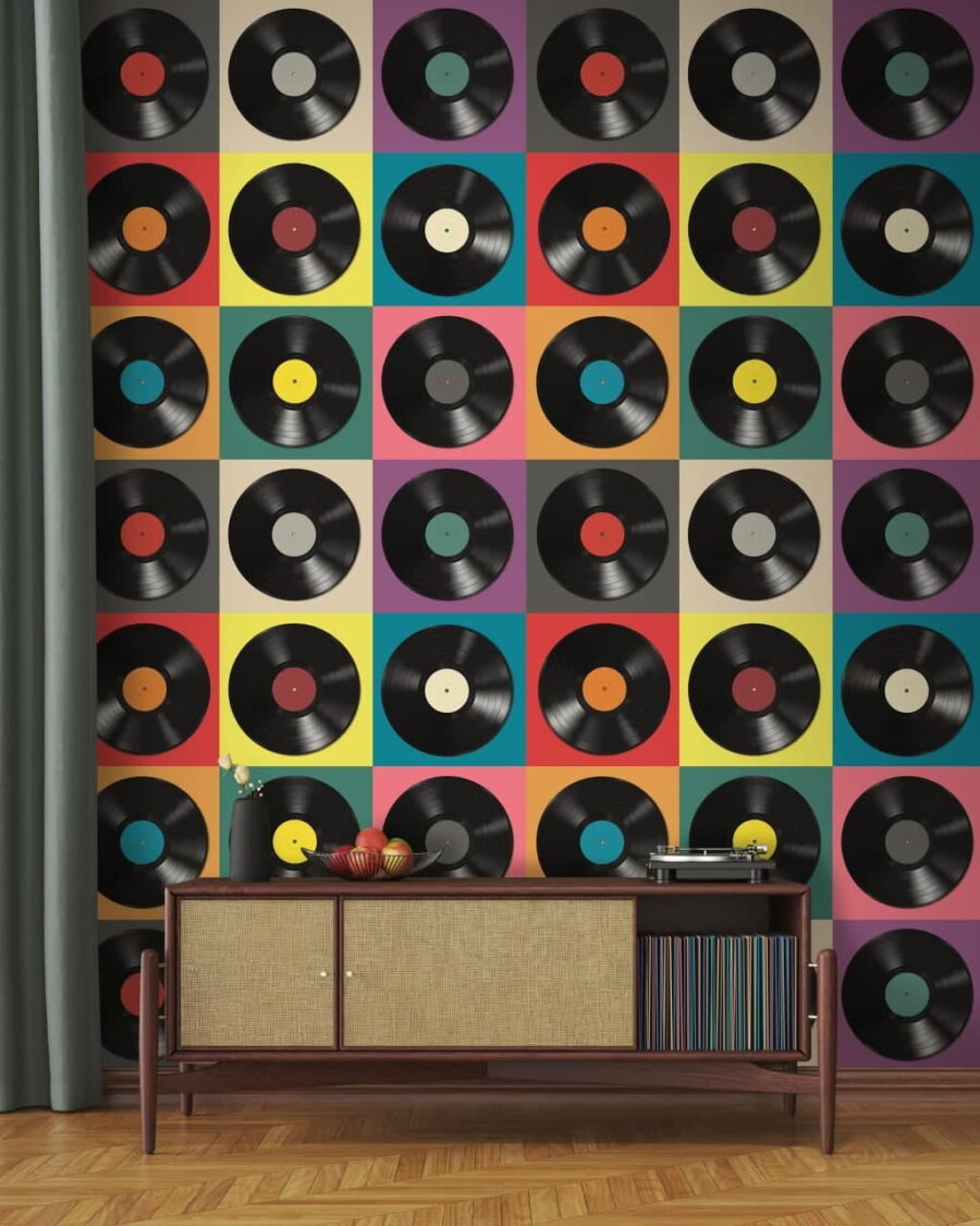 Fototapeta Vzor černých vinylových desek