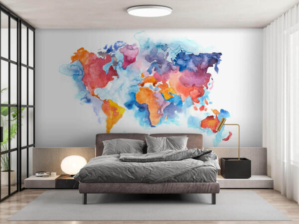 Akvarelová mapa světa Akvarelová mapa světa