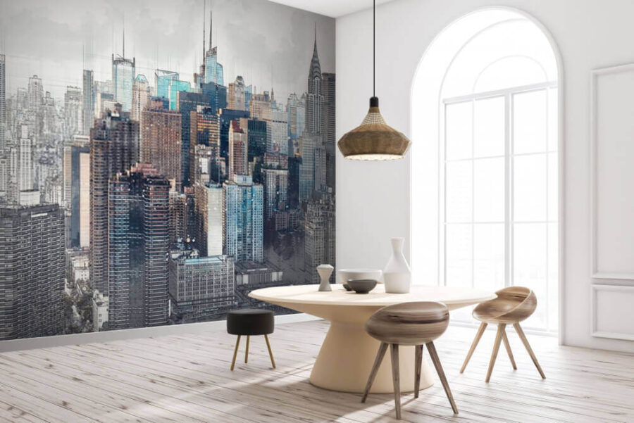 Fototapeta Panorama města s mnoha vysokými budovami