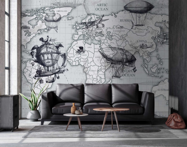 Mapa světa s různými typy balónů Mapa světa s různými typy balónů