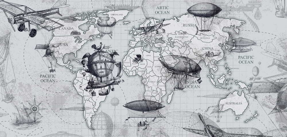 Mapa světa s různými typy balónů Mapa světa s různými typy balónů