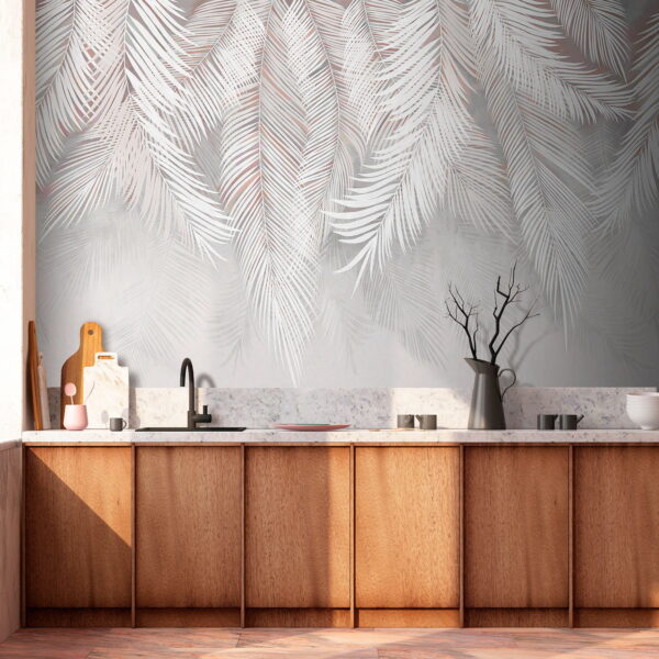 Bílé listy na šedém pozadí Bílé listy na šedém pozadí