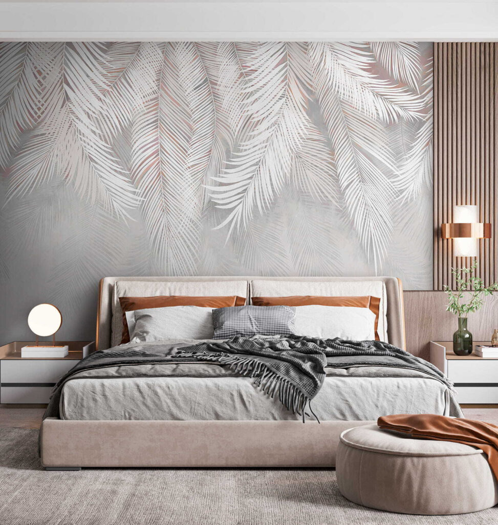 White leaves on a gray background