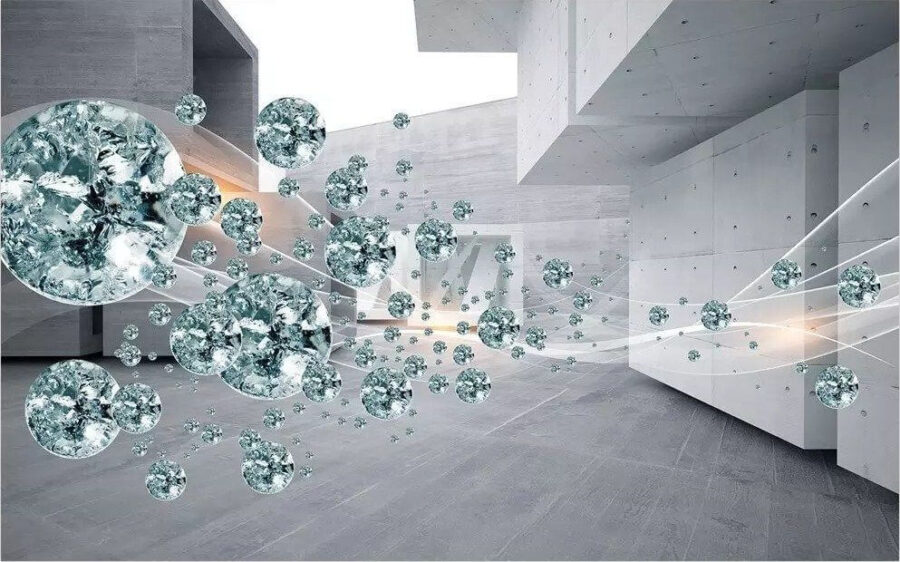 Velký shluk diamantů v místnosti