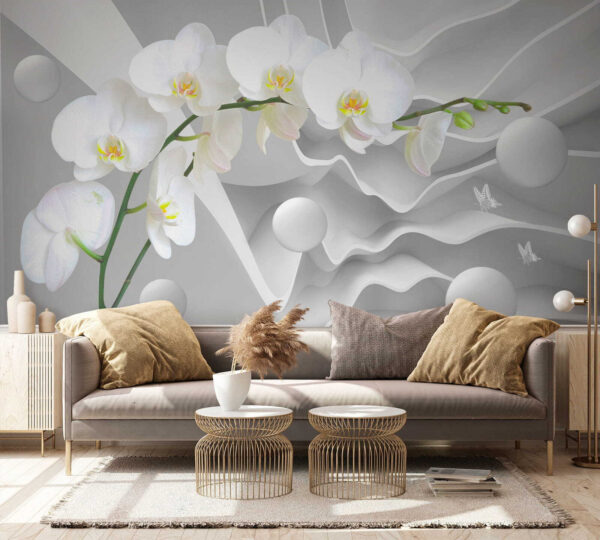 Bílé orchideje a bílé koule Bílé orchideje a bílé koule