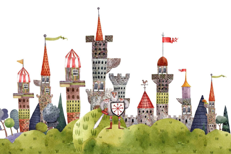 Akvarelová malba hradu