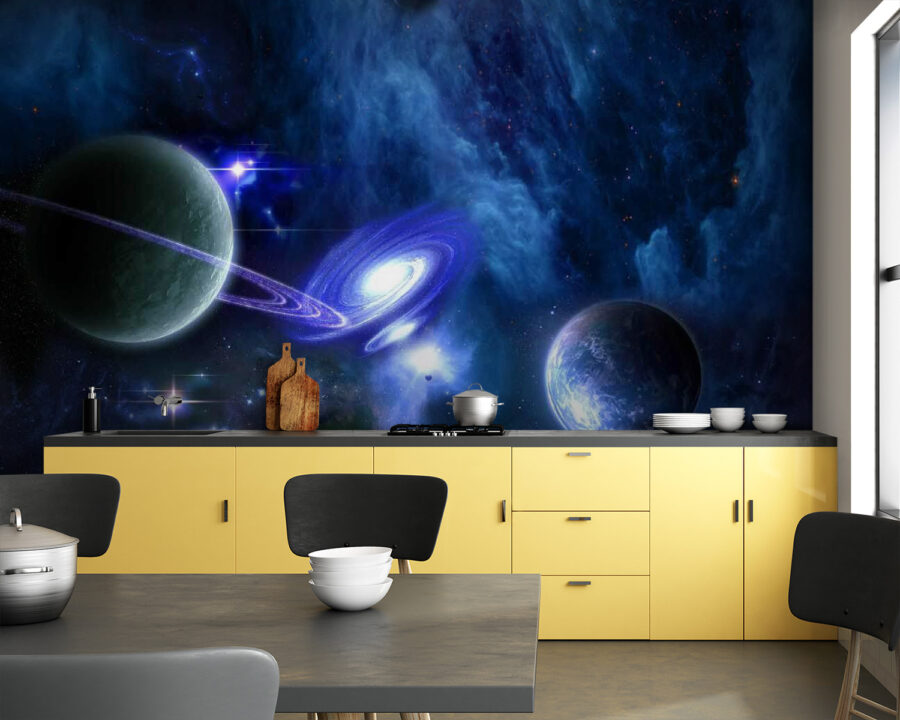 Planety ve vesmíru s planetami a hvězdami