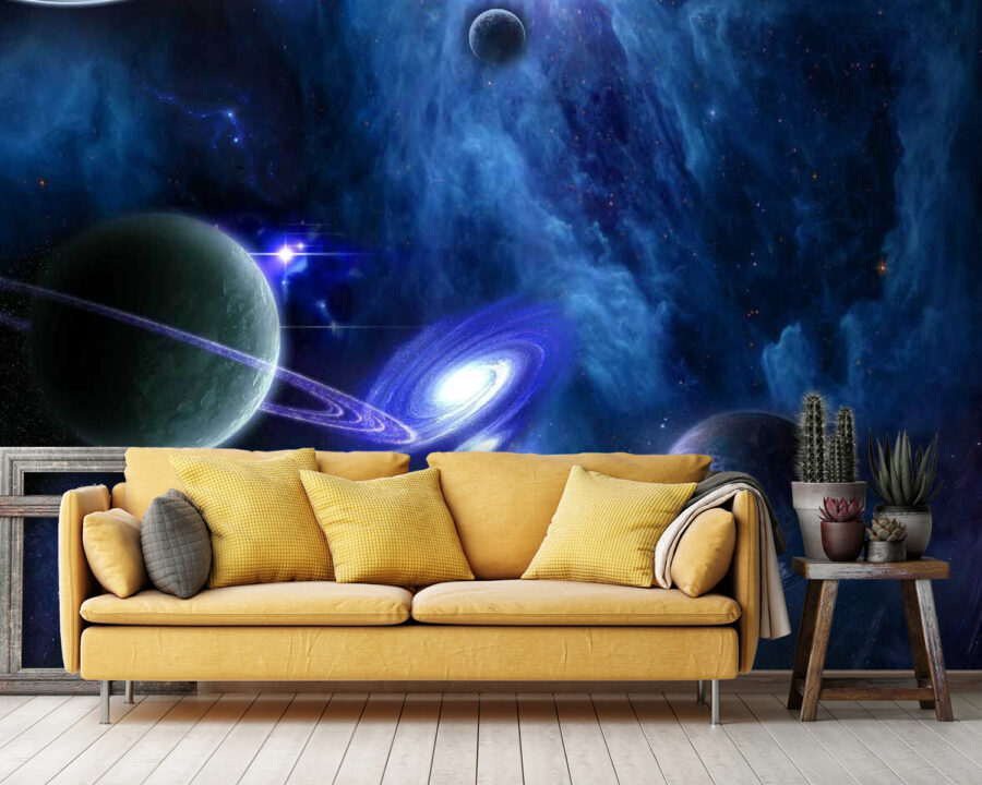 Planety ve vesmíru s planetami a hvězdami