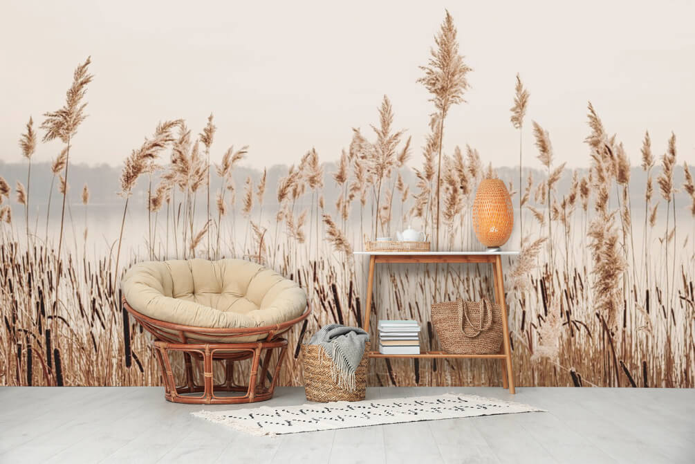 Tall grass with a body of water in the background Tall grass with a body of water in the background