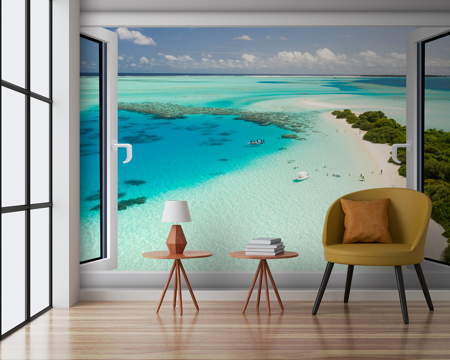 View of a beach from a window