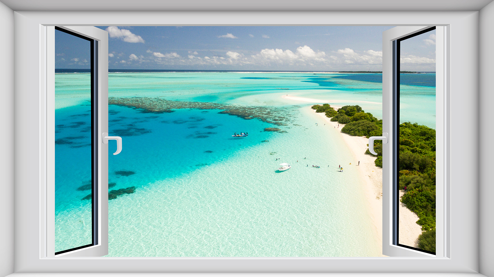 View of a beach from a window