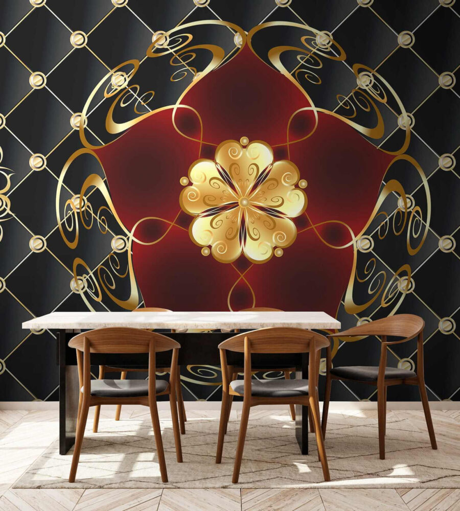 Fototapeta Elegantní květinový design na černém pozadí - Image 4