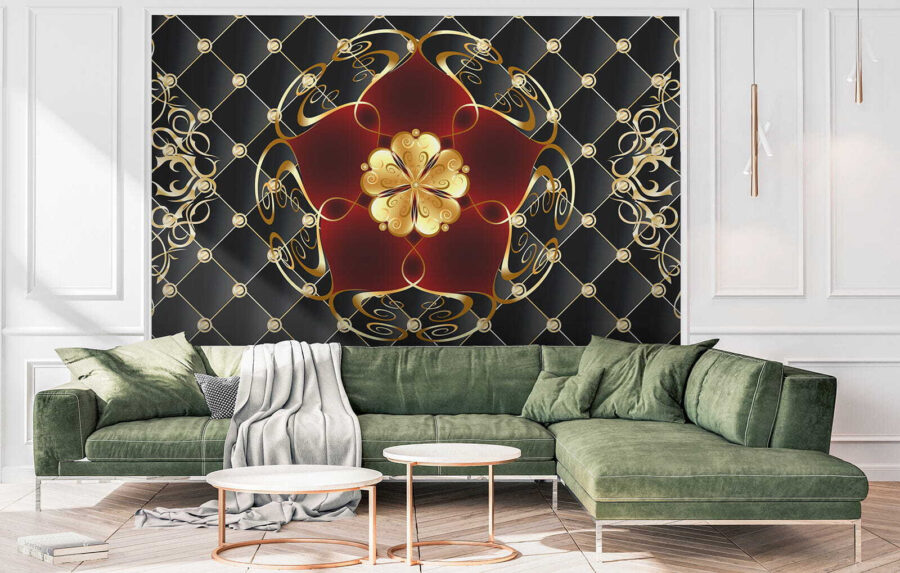 Fototapeta Elegantní květinový design na černém pozadí - Image 3