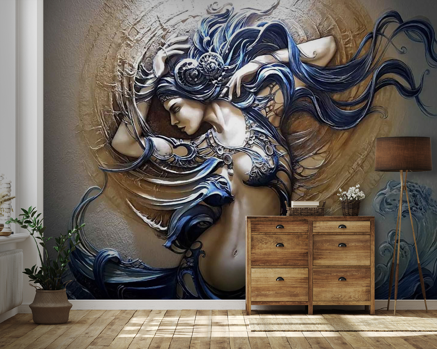 Painting of a woman with long hair