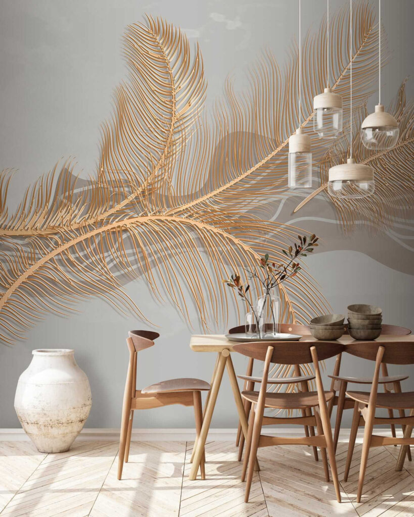 Elegant metallic feather illustration