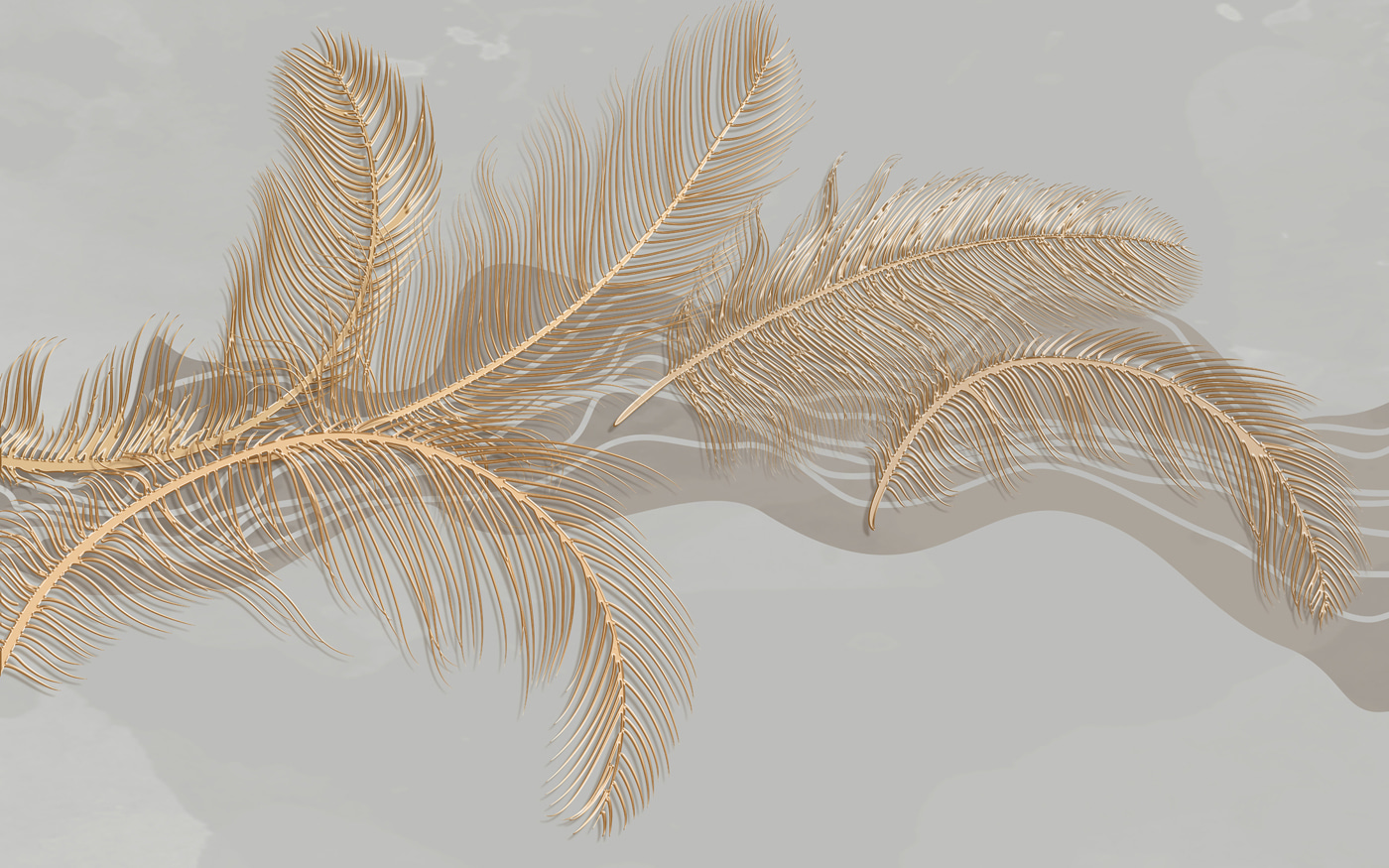 Elegant metallic feather illustration