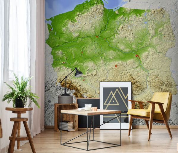 Mapa Polska s pozemky a vodními plochami Mapa Polska s pozemky a vodními plochami