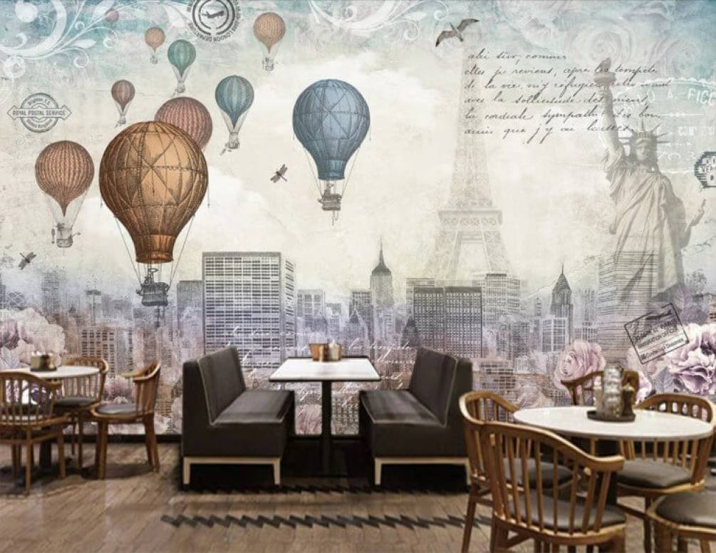 Cityscape with hot air balloons Cityscape with hot air balloons