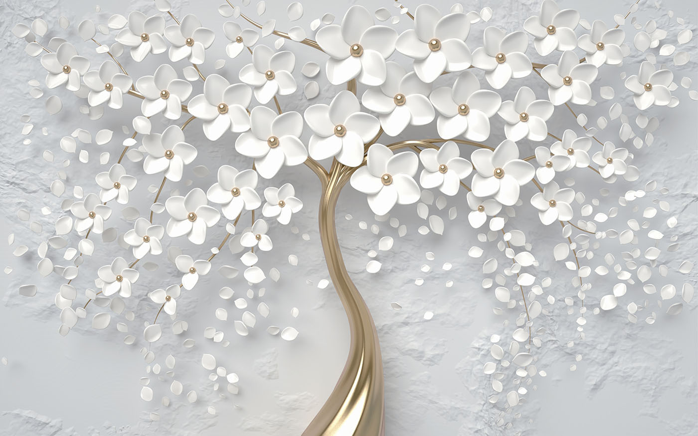 Tree with white flowers and leaves Tree with white flowers and leaves
