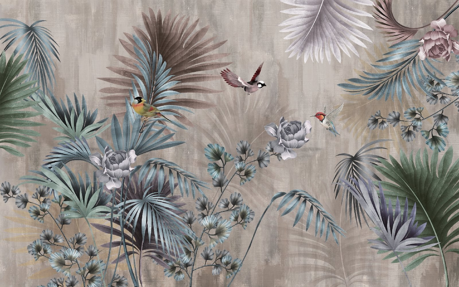 Wallpaper with birds and flowers Wallpaper with birds and flowers